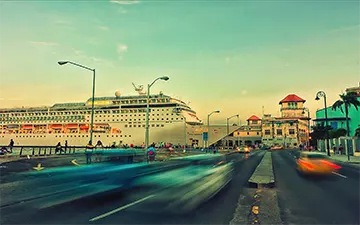 Sunset with trails of lights, La Habana, Cuba