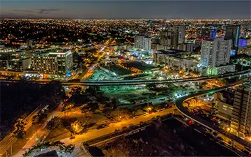 City lights at night, Brickell, Financial Disctrict, Miami