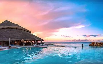 Holidays behind a palapa, Cozumel Island, Mexico