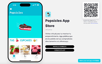 Popsicles App Store Progressive Web App, Glide, Google Sheets for copy and download and change App Glide Download